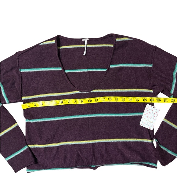 Free People Multicolor Striped V-Neck Sweater , the softest! XS - Picture 4 of 5